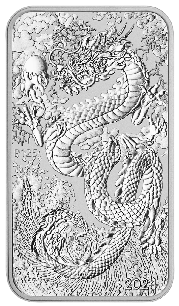 2024 Perth Mint Silver Dragon 1oz Silver Rectangular Coin - Image 2