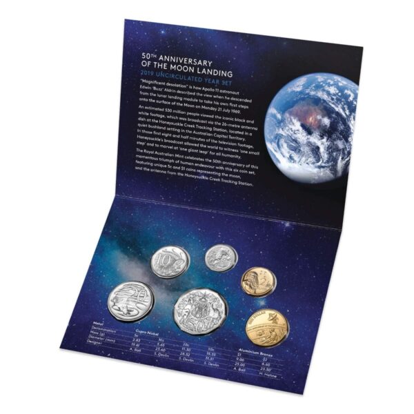 2019 50th Anniversary of The Moon Landing 6-Coin Uncirculated Set - Image 2