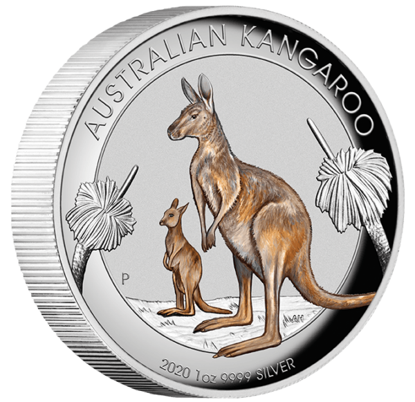 2020 $1 Australian Kangaroo 1oz Silver Coloured High Relief Coin