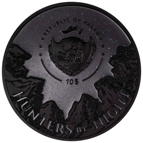 2023 $10 Caiman - Hunters by Night 2oz Black Proof Coin - Obverse View