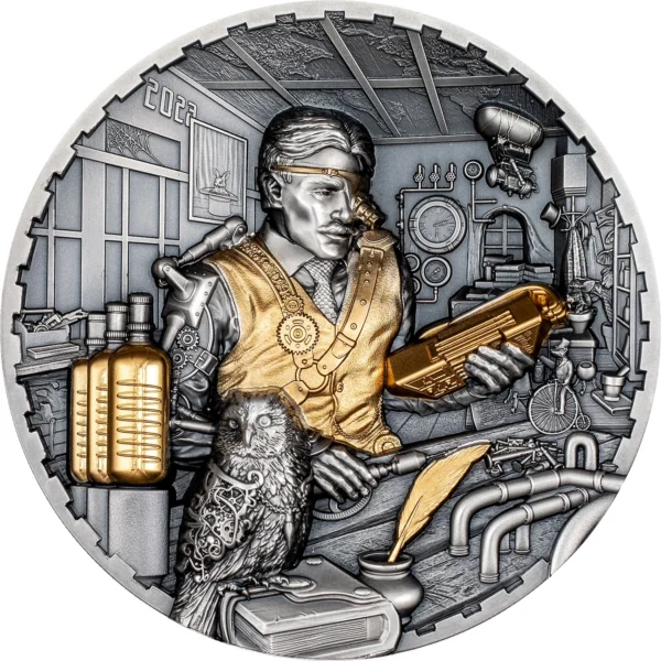 2023 $20 Steampunk Science Lab 3oz Silver Coin - Reverse View