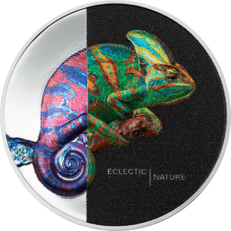 2023 $5 Chameleon Eclectic Nature 1oz Silver Proof Coin - Reverse View