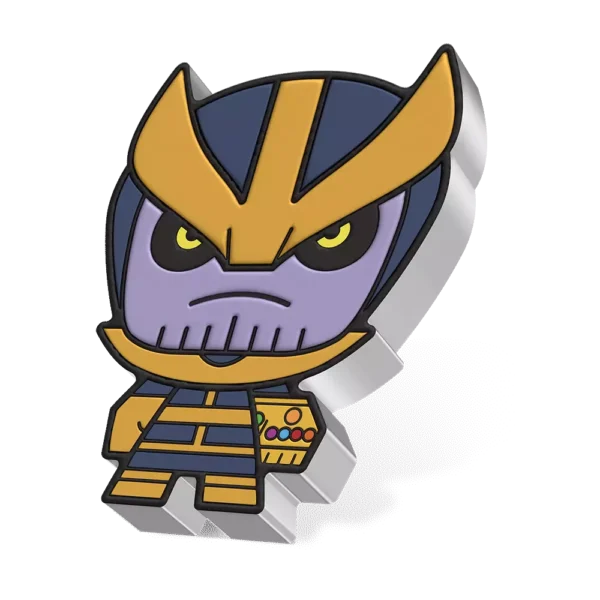 2023 $5 Marvel Thanos 2oz Silver Mega Chibi Colourised Proof Coin - Image 3