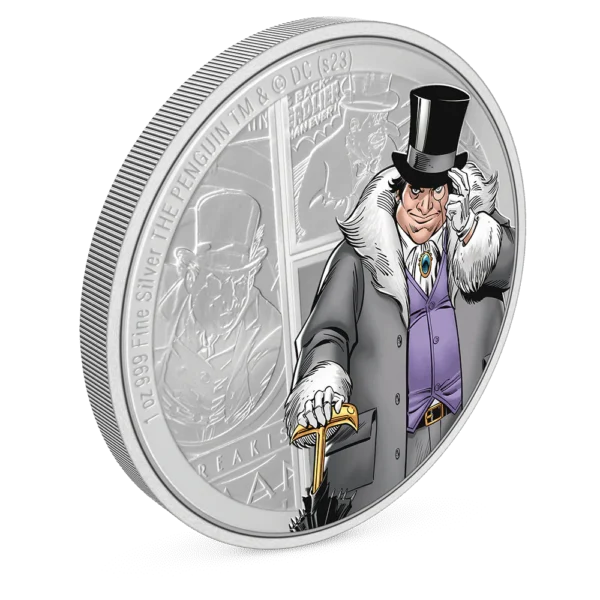 2023 $5 The Penguin – DC Comics Villains 1oz Silver Proof Coin - Image 4