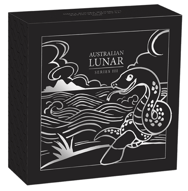 2025 $1 Year Of The Snake - Australian Lunar Series II 1oz Silver Proof Coin - Boxed View