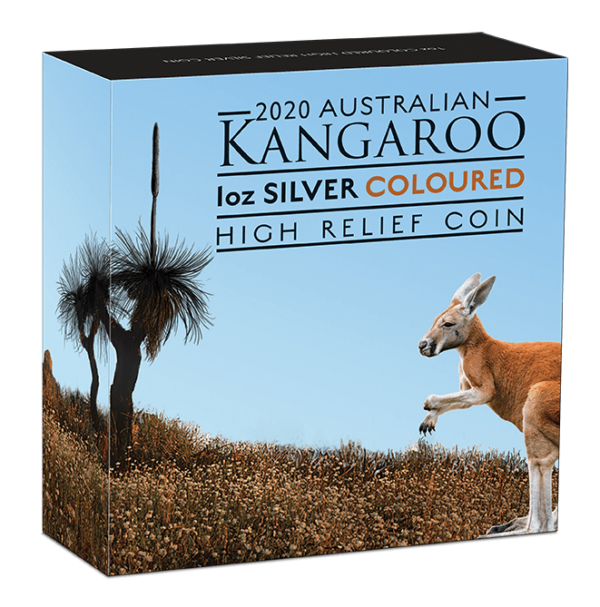 2020 $1 Australian Kangaroo 1oz Silver Coloured High Relief Coin - Image 4