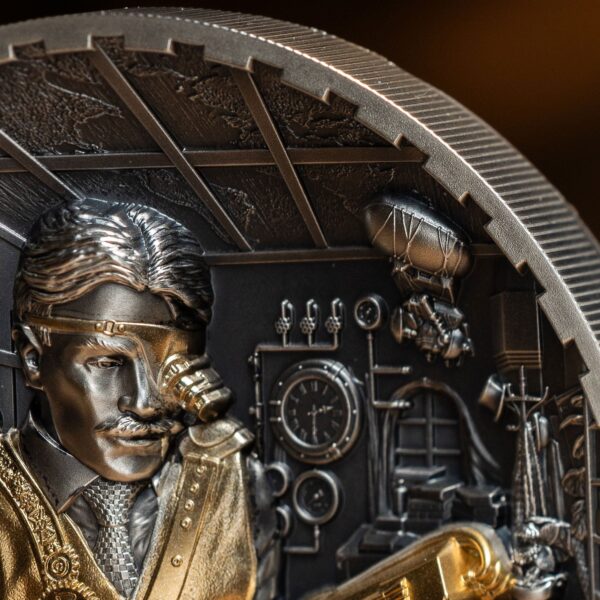 2023 $20 Steampunk Science Lab 3oz Silver Selective Gilded Coin - Image 9