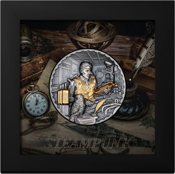 2023 $20 Steampunk Science Lab 3oz Silver Selective Gilded Coin - Image 12