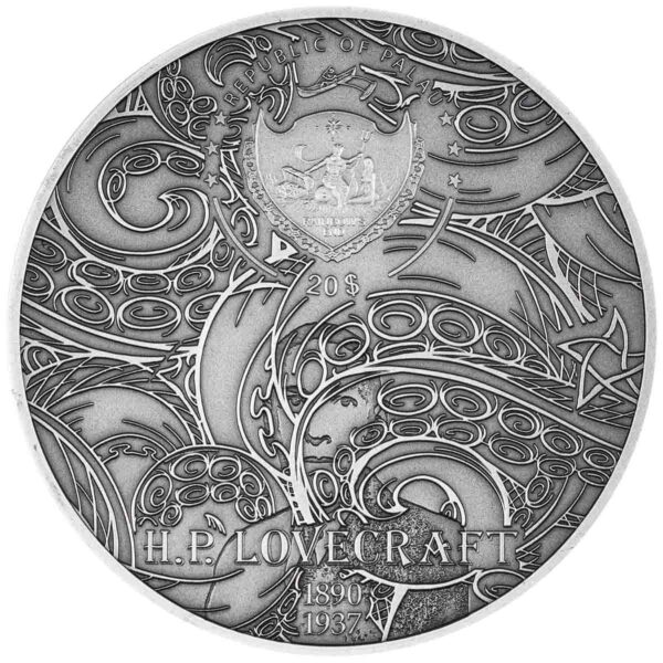 2023 $20 H.P. Lovecraft Azathoth 3oz Silver Antiqued Ultra High Relief Coin - Image 2