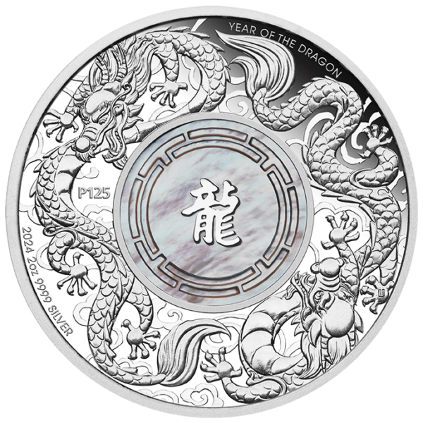 2024 $2 Double Dragon With Mother Of Pearl 2oz Silver Proof Coin - Image 2