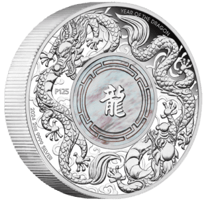2024 $2 Double Dragon With Mother Of Pearl 2oz Silver Proof Coin