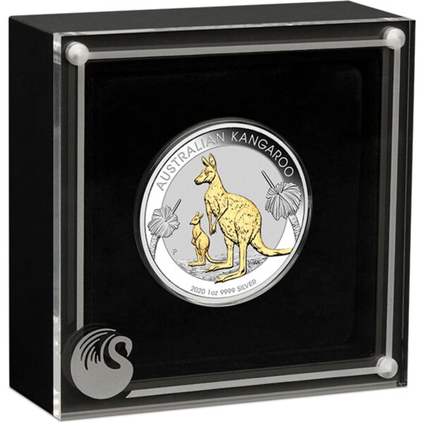 2020 $1 Australian Kangaroo 1oz Silver Proof Gilded Coin - Image 3