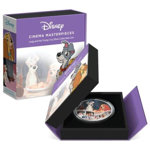 2023 $10 Lady & the Tramp - Disney Cinema Masterpieces 3oz Silver Proof Coin