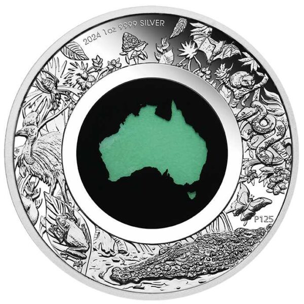 2024 $1 Great Southern Land 1oz Silver Proof Chrysoprase Coin