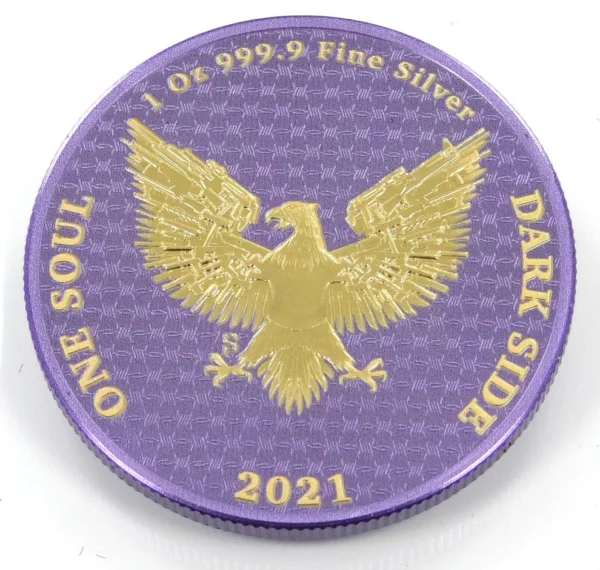 2021 The Liberator Gold & Violet Skull 1oz Silver Coloured Proof Coin - Image 2