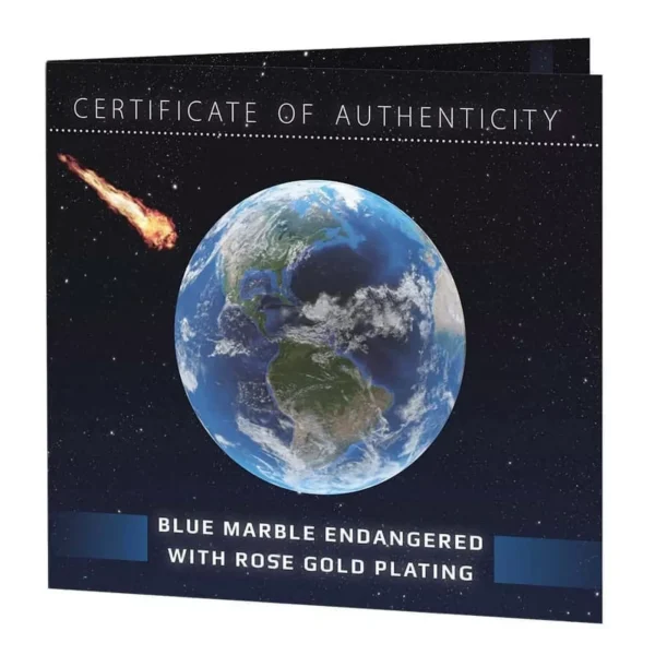 2022 $5 Blue Marble Endangered Meteorite Rose Gold 3oz Silver Coin - Image 8