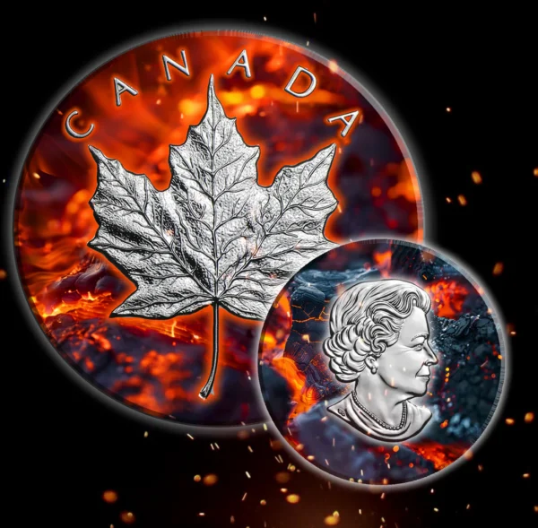 2023 $5 Fire Edition 1oz 999.9 Silver Maple Leaf Coloured Coin