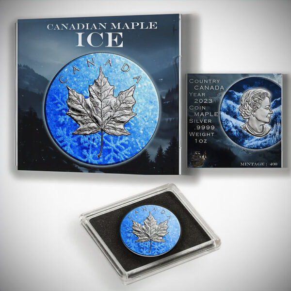 2023 $5 Ice Edition 1oz 999.9 Silver Maple Leaf Coloured Coin - Image 2