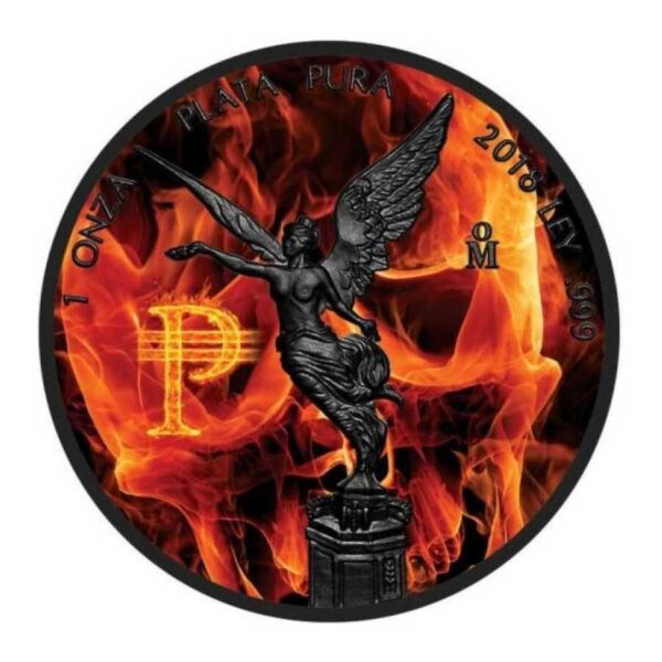 2023 Burning Libertad 1oz .999 Silver Ruthenium Plated Coin