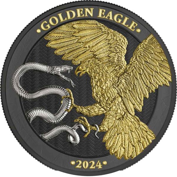 2024 €5 Malta Golden Eagle 1oz Silver – Limited Edition Gilded Ruthenium Coin