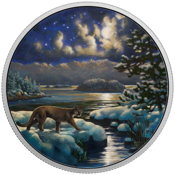 2017 $30 Animals in the Moonlight Cougar 2oz Silver Proof Coin