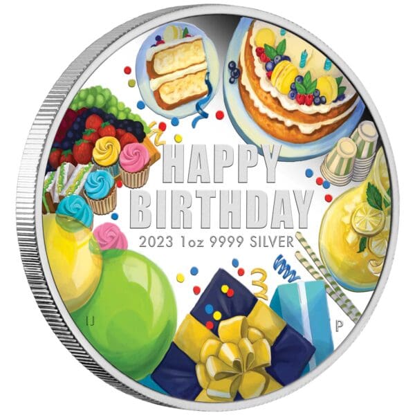 2023 $1 1oz .9999 Silver Proof Coloured Happy Birthday Coin - Image 3