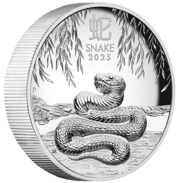 2025 $1 Lunar Series III Year of the Snake 1oz Silver Proof High Relief Coin