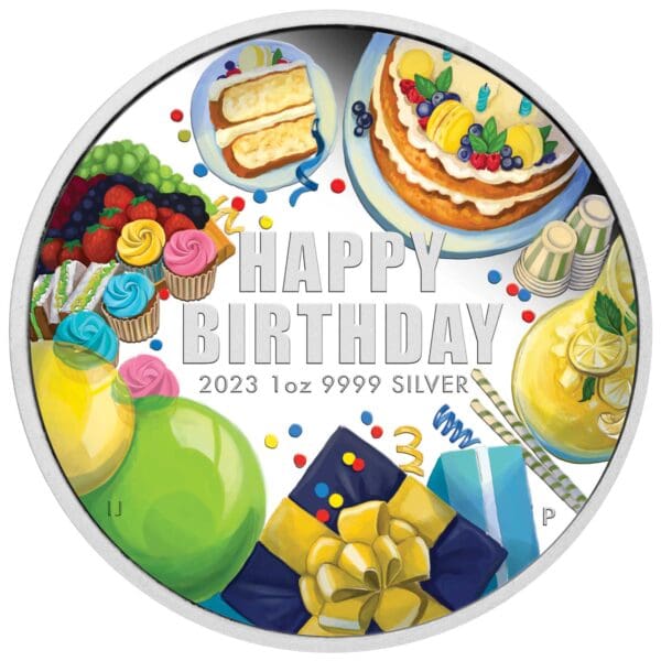 2023 $1 1oz .9999 Silver Proof Coloured Happy Birthday Coin - Image 4