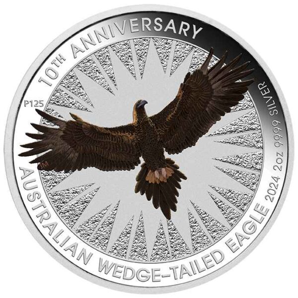 2024 $2 Australian Wedge-Tailed Eagle 10th Anniversary 2oz Silver Coin in Card - Image 2