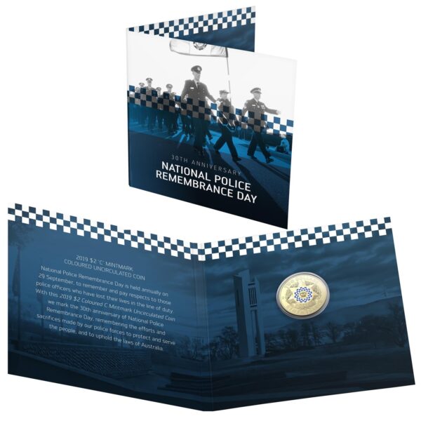 2019 $2 National Police Remembrance C Mint Mark Coin On Card - Image 2