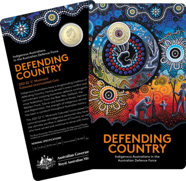 2021 $2 Indigenous Services - Defending Our Country C Mint Mark Coin On Card