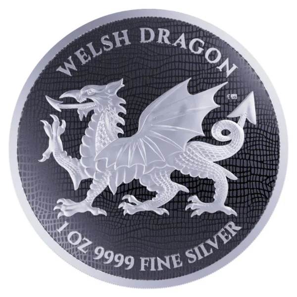 2022 $2 Welsh Dragon - Heraldic Series 1oz .9999 Silver Niue Coin