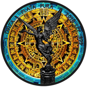 2023 Libertad Aztec Calendar 1oz Silver Coloured & Ruthenium Plated Mexico Coin