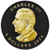 2024 $5 Canada Maple Leaf Charles III Gold & Black Platinum 1oz Silver Coin - Image 2