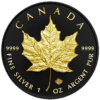 2024 $5 Canada Maple Leaf Charles III Gold & Black Platinum 1oz Silver Coin