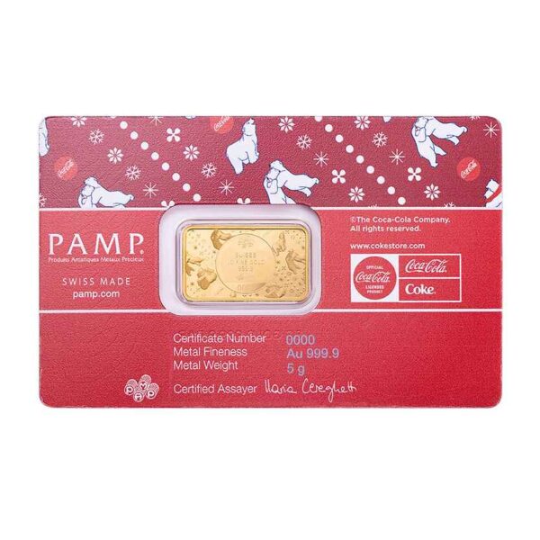 2024 PAMP Suisse Coca-Cola Polar Bear 5g Gold Bar in Card - Image 2