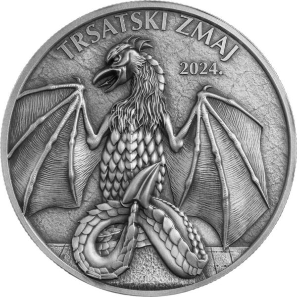 2024 €6 Trsat Dragon 2oz Silver Selective Gilded BU Coin - Image 9