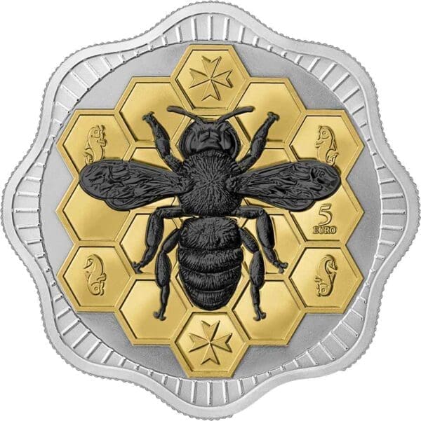 2024 €5 Maltese Bee 1oz Silver Malta BU High Relief Coin