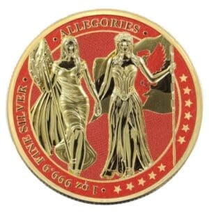 2019 5 Marks Allegories Germania & Columbia 1oz Silver Space Red Gilded Coin