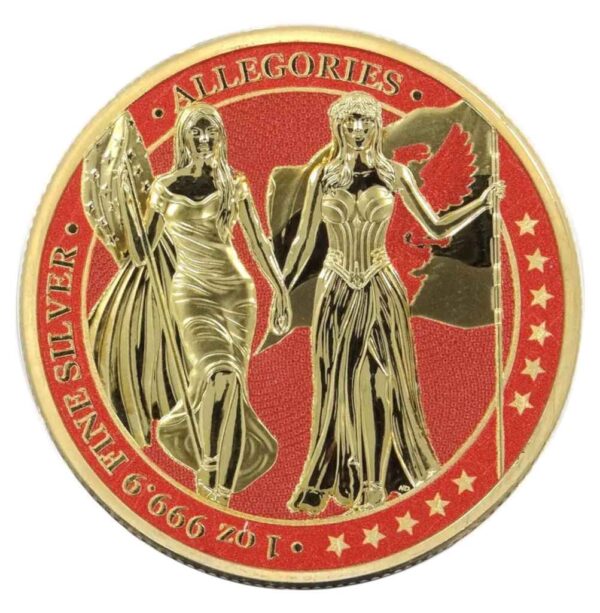 2019 5 Marks Allegories Germania & Columbia 1oz Silver Space Red Gilded Coin