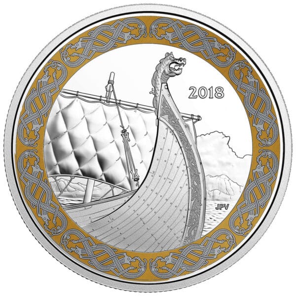 2018 $20 Norse Figureheads The Dragon's Sail Silver Coin