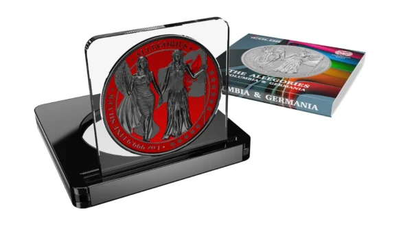 2019 5 Marks Allegories Germania & Columbia 1oz Silver Space Red Ruthenium Coin - Image 3