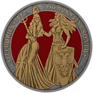2019 5 Marks Allegories Germania Britannia 1oz Silver Red Terracotta Silver Coin