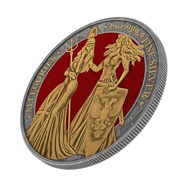 2019 5 Marks Allegories Germania Britannia 1oz Silver Red Terracotta Silver Coin - Image 2