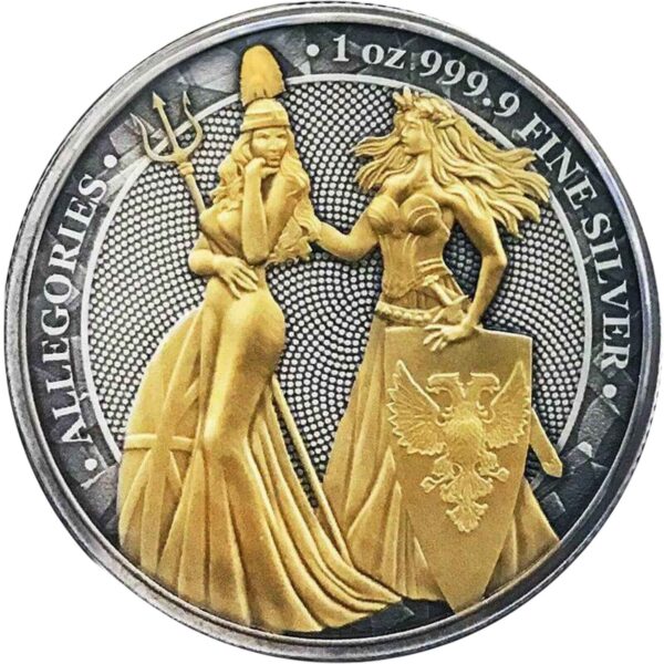 2019 5 Marks Britannia Germania 1oz Silver Gilded & Antiqued V2 Coin