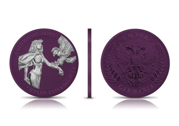 2020 5 The Allegories Columbia Germania 1oz Ruthenium Space Purple Silver Coin