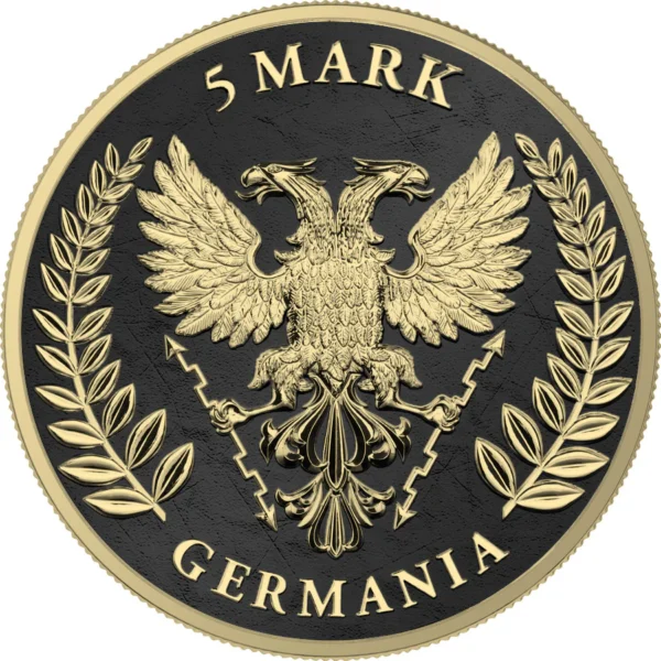 2020 5 Mark Lady Germania Space Black 1oz Colored Silver Coin - Image 2
