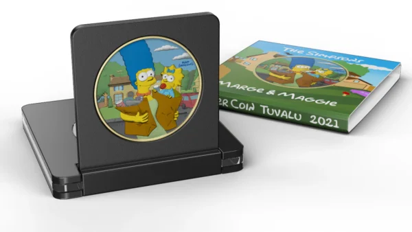 2021 $1 Marge & Maggie Day Coloured & Gilded 1oz Silver Coin - Image 3