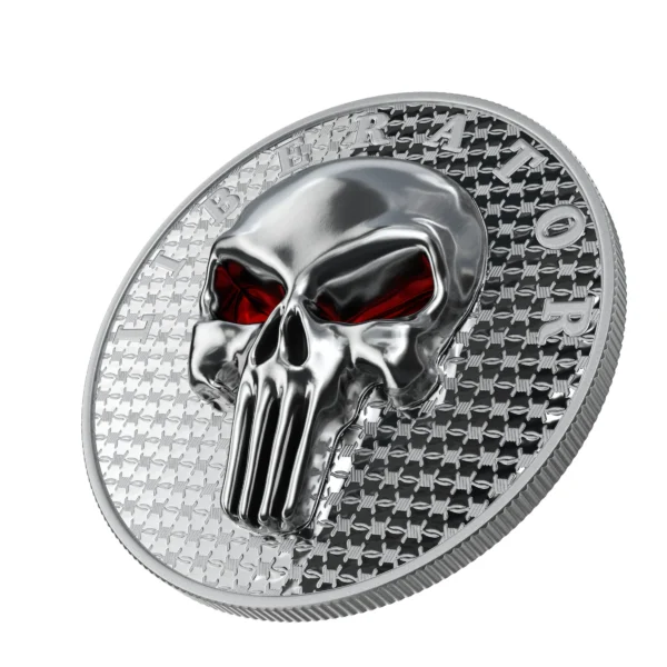 2021 The Liberator The Dark Side Silver Sterling Skull 1oz Silver Coin - Image 3
