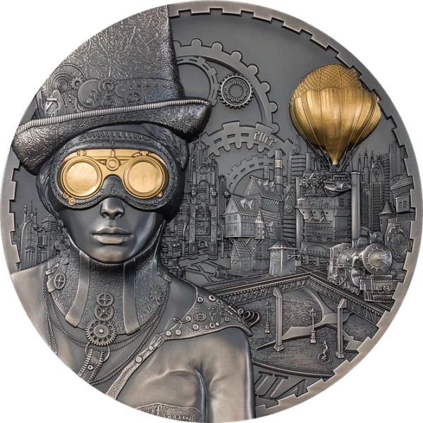 2022 $100 Steampunk Cook Islands 1kg Silver Gilded Coin